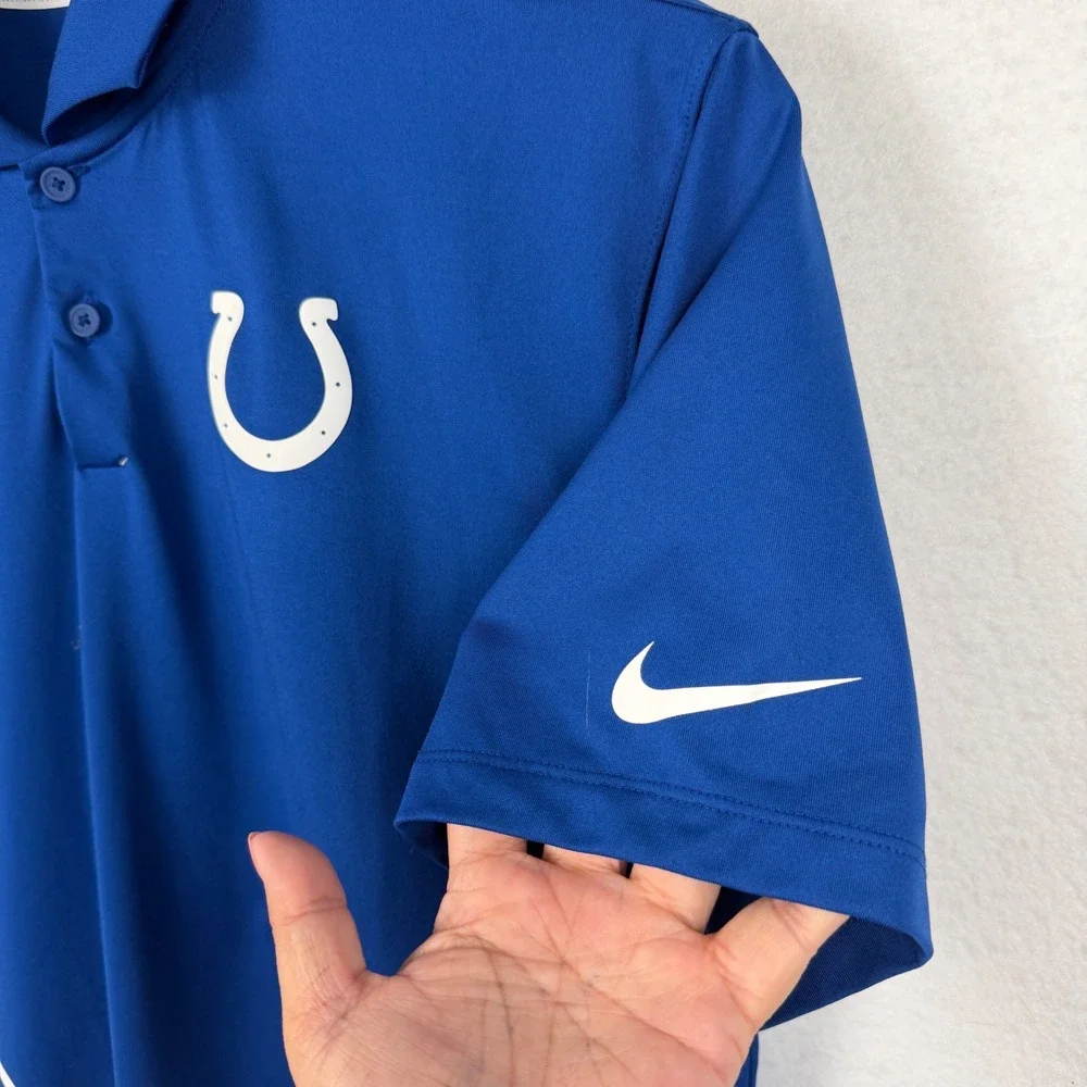 Nike Indianapolis Colts Dri-FIT Polo Shirt Mens‎ Medium Blue White Striped NFL